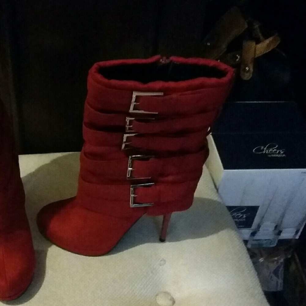 Michael Antonio Red Suede Buckle Boot - 7 1/2